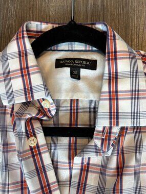 Banana Republic Slim Fit Dress Shirt - Blue & Orange - XS